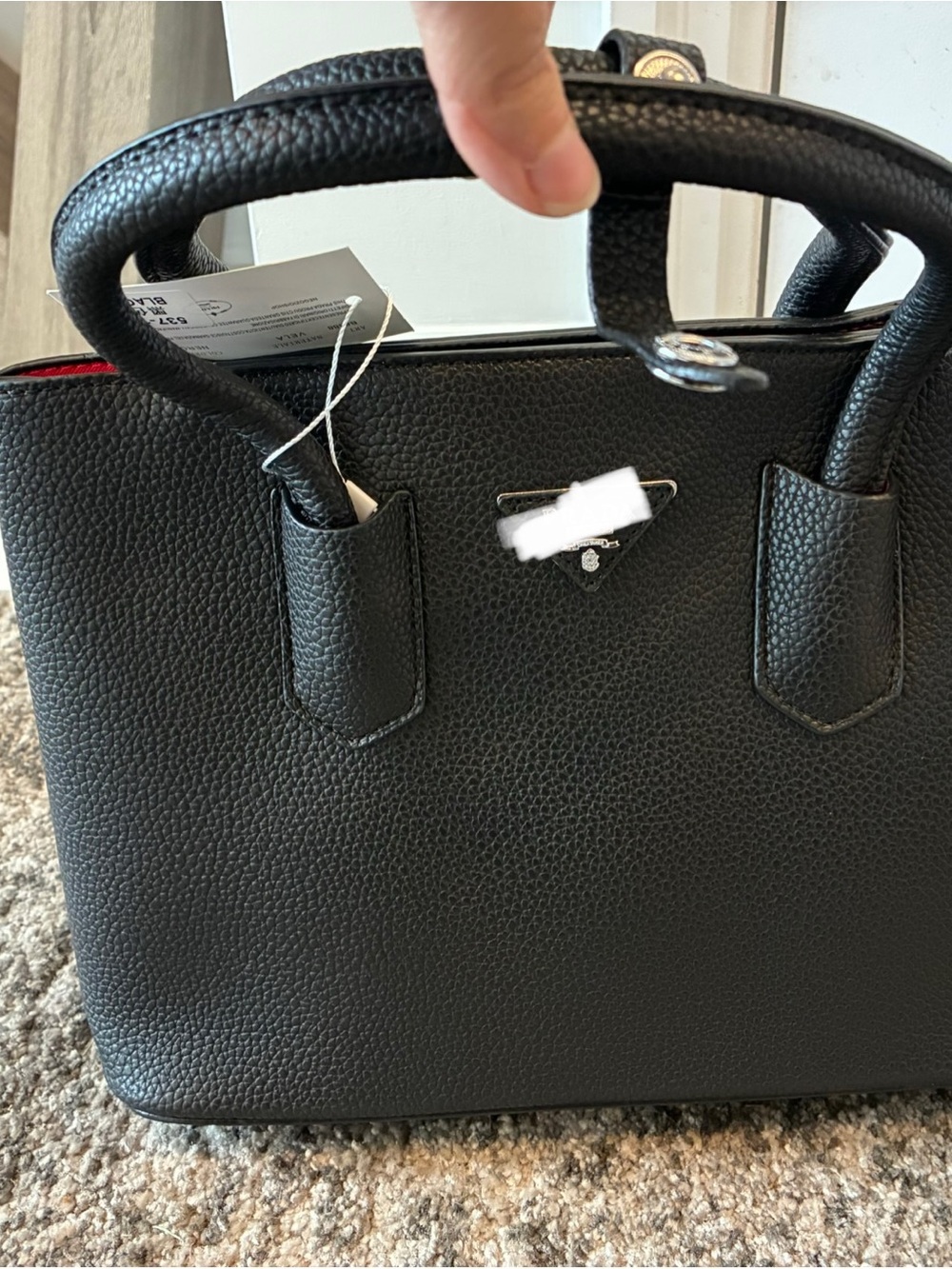 Black Pebbled Leather Top-Handle Women's Bag - Unbranded
